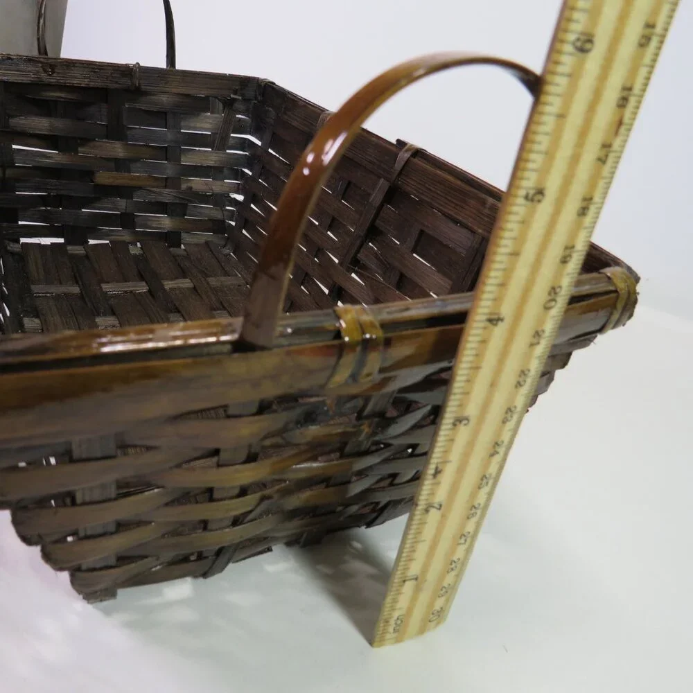 Dark bent wood basket with high gloss 11x7